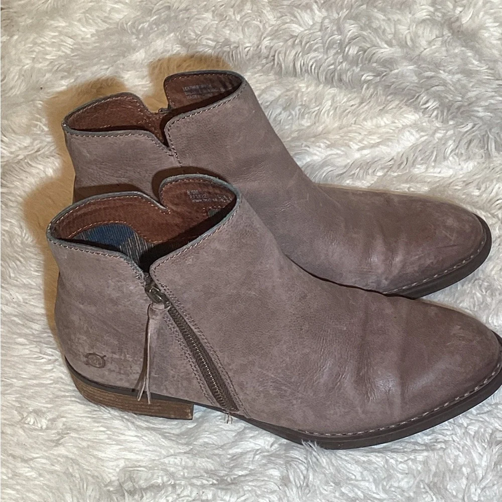 BORN Olio Grey Full Grain Boot Leather Grey Size 8.5